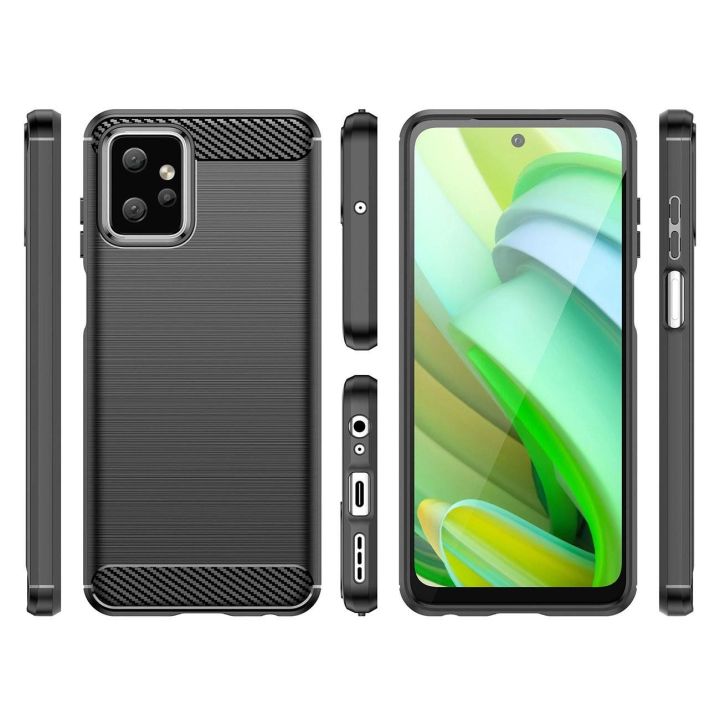 dėklas Motorola Moto G Power 2023 lankstus silikoninis anglinis dėklas, juodos spalvos