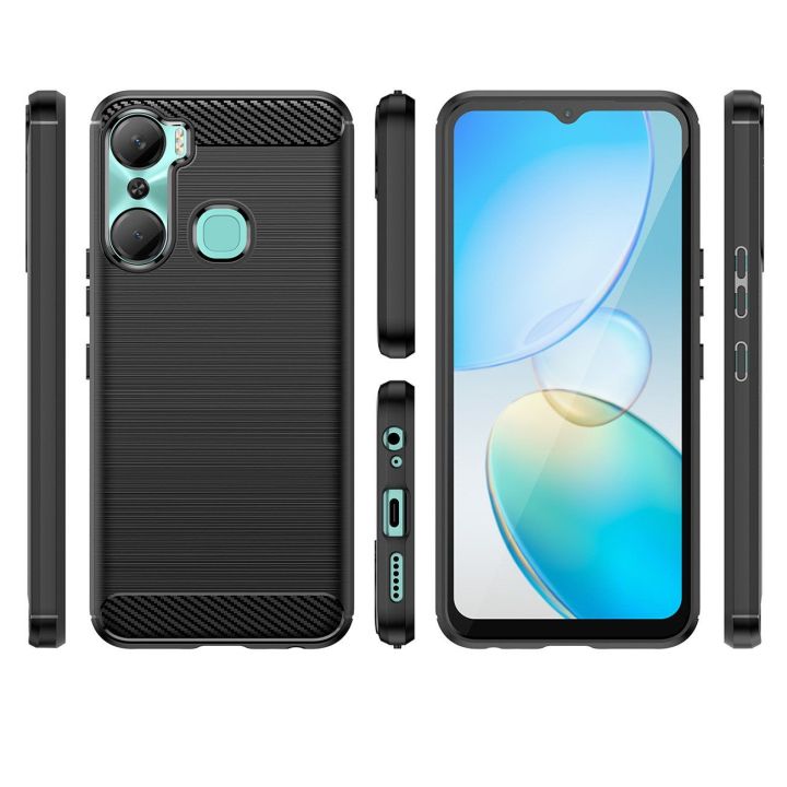 dėklas Infinix Hot 12 Pro lankstus silikoninis anglinis dėklas, juodos spalvos