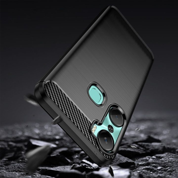 dėklas Infinix Hot 12 Pro lankstus silikoninis anglinis dėklas, juodos spalvos