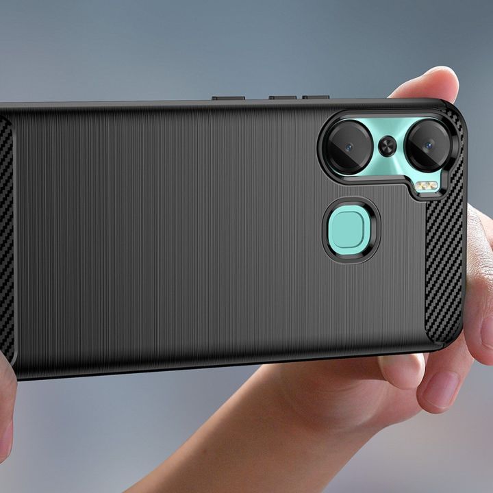 dėklas Infinix Hot 12 Pro lankstus silikoninis anglinis dėklas, juodos spalvos