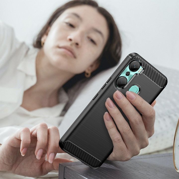dėklas Infinix Hot 12 Pro lankstus silikoninis anglinis dėklas, juodos spalvos