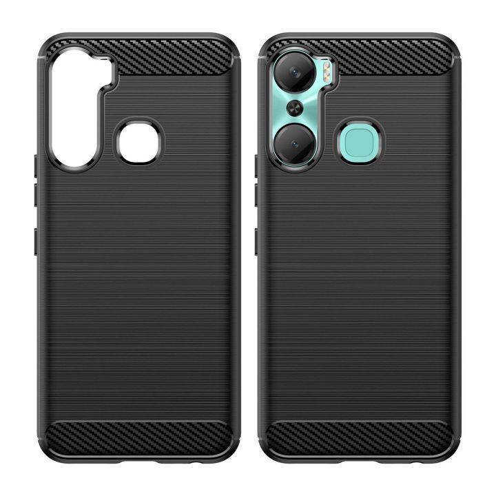dėklas Infinix Hot 12 Pro lankstus silikoninis anglinis dėklas, juodos spalvos