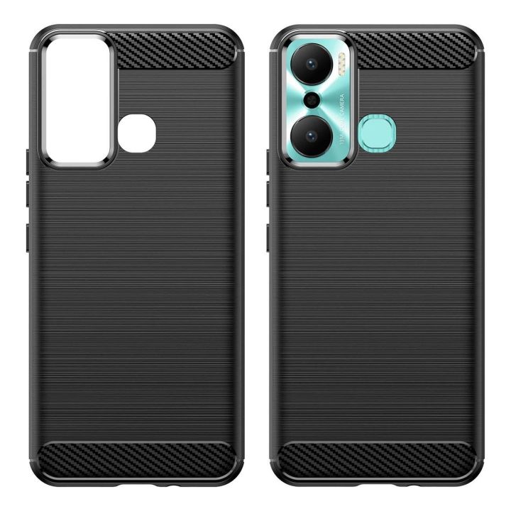 dėklas Infinix Hot 20 Play lankstus silikoninis anglinis dėklas juodas