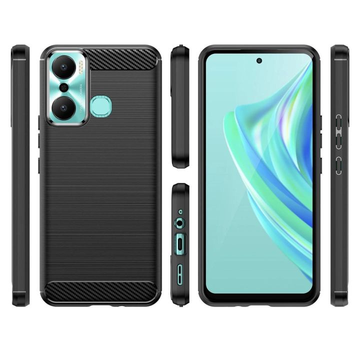 dėklas Infinix Hot 20 Play lankstus silikoninis anglinis dėklas juodas