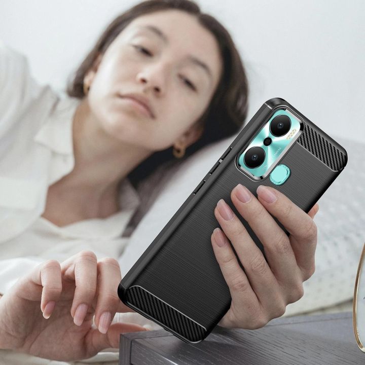 dėklas Infinix Hot 20 Play lankstus silikoninis anglinis dėklas juodas