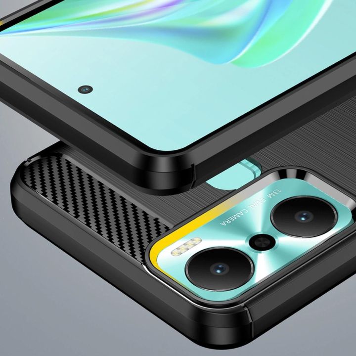 dėklas Infinix Hot 20 Play lankstus silikoninis anglinis dėklas juodas