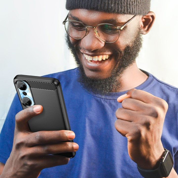 dėklas Infinix Hot 20 , skirtas Infinix Hot 20 , lankstus silikoninis anglinis dėklas, juodos spalvos