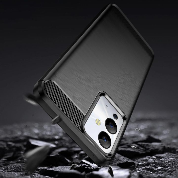dėklas Infinix Note 12i lankstus silikoninis anglinis dėklas, juodos spalvos