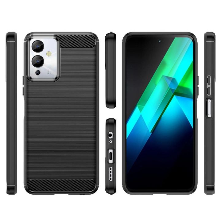 dėklas Infinix Note 12i lankstus silikoninis anglinis dėklas, juodos spalvos