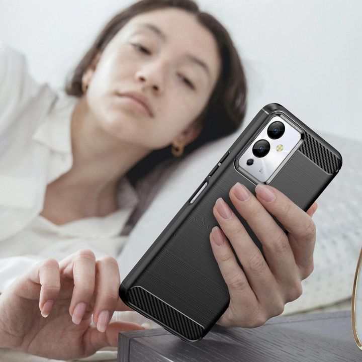 dėklas Infinix Note 12i lankstus silikoninis anglinis dėklas, juodos spalvos