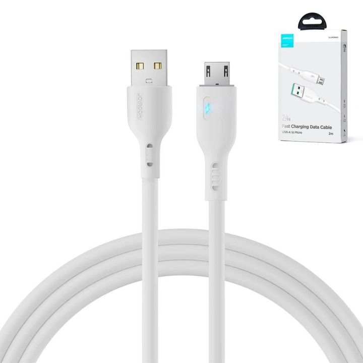 USB - micro USB 2.4A 2 m kabelis S-UM018A13 - baltas