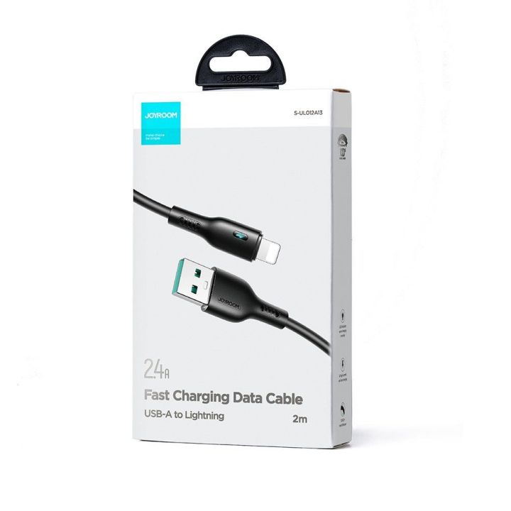 Kabelis USB - Lightning 2.4A 2 m S-UL012A13 - Juodos spalvos