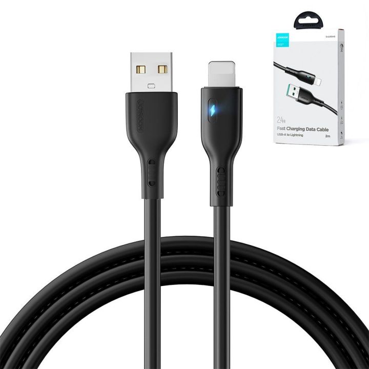 Kabelis USB - Lightning 2.4A 2 m S-UL012A13 - Juodos spalvos