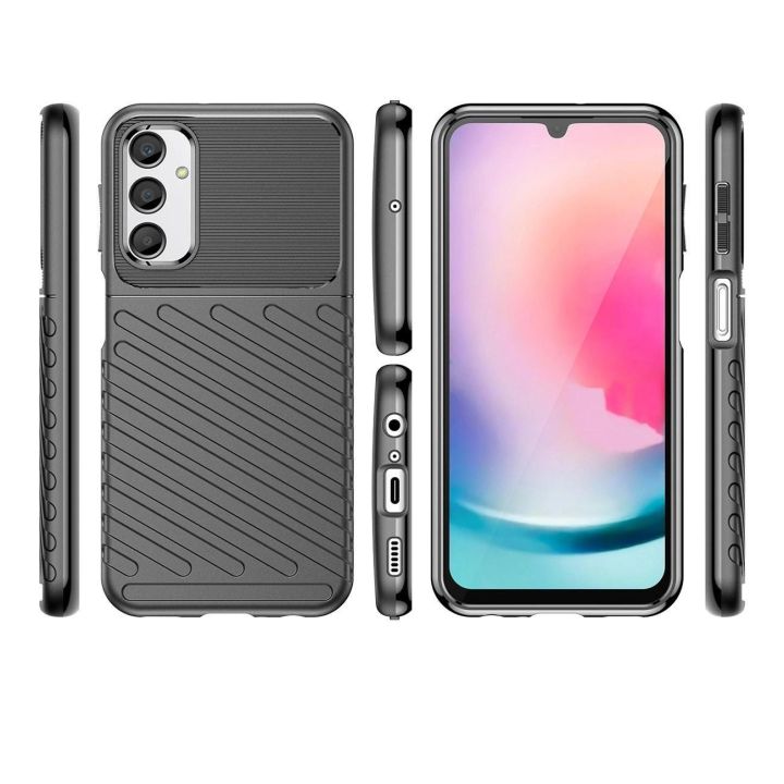 Thunder Case dėklas Samsung Galaxy A24 4G silikoninis šarvuotas dėklas, juodas