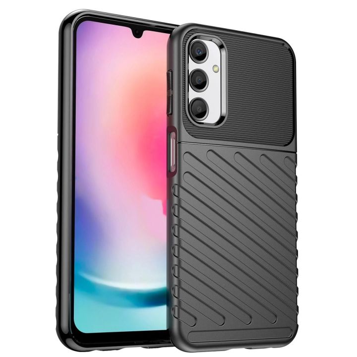 Thunder Case dėklas Samsung Galaxy A24 4G silikoninis šarvuotas dėklas, juodas