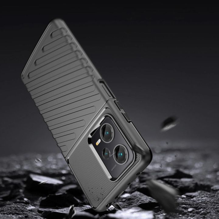 Thunder Case dėklas Xiaomi Redmi Note 12 Pro+ silikoninis šarvuotas dėklas, juodos spalvos