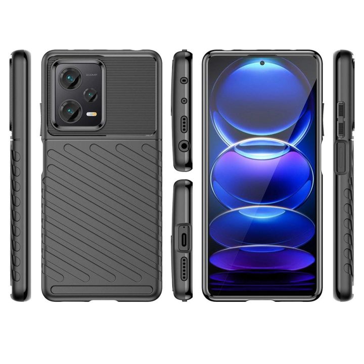 Thunder Case dėklas Xiaomi Redmi Note 12 Pro+ silikoninis šarvuotas dėklas, juodos spalvos