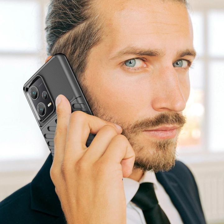 Thunder Case dėklas Xiaomi Redmi Note 12 Pro+ silikoninis šarvuotas dėklas, juodos spalvos