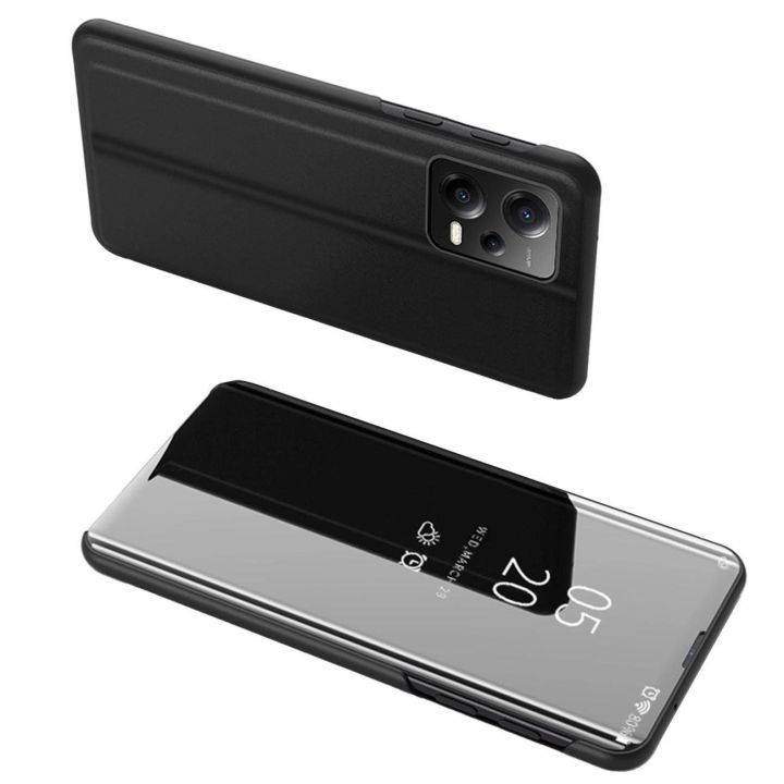 Clear View Case dėklas, skirtas Xiaomi Redmi Note 12 Pro+ , apverčiamam dangteliui, juodos spalvos