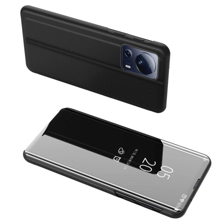 Clear View dėklas, skirtas Xiaomi 13 Lite apverčiamam dangteliui, juodas