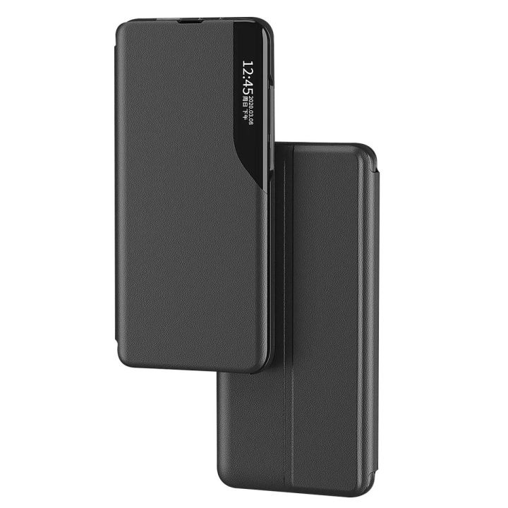 Eco Leather View dėklas, skirtas Samsung Galaxy A24 4G su atlenkiamuoju dangteliu, mėlynos spalvos