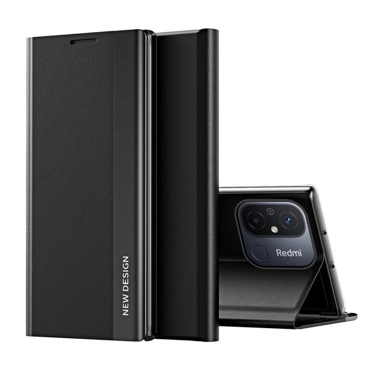 Sleep Case Pro dėklas Xiaomi Redmi Note 12 Pro+ su atlenkiamuoju dangteliu, juodos spalvos