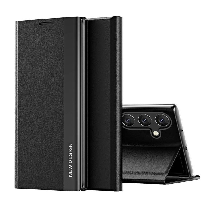 Sleep Case Pro dėklas Samsung Galaxy A24 4G su atlenkiamuoju dangteliu, juodos spalvos