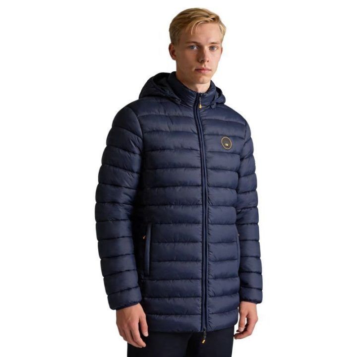 Vyriška ilga striukė su gobtuvu Geographical Norway, tamsiai mėlyna