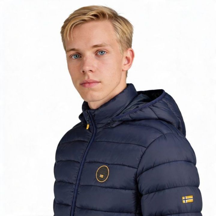 Vyriška ilga striukė su gobtuvu Geographical Norway, tamsiai mėlyna