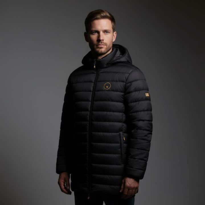 Vyriška ilga striukė su gobtuvu Geographical Norway, juoda