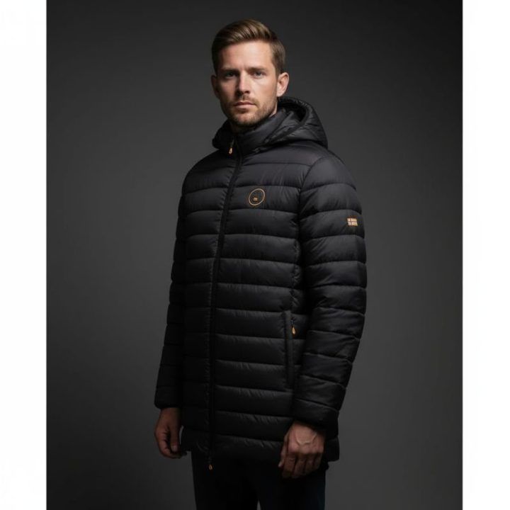 Vyriška ilga striukė su gobtuvu Geographical Norway, juoda