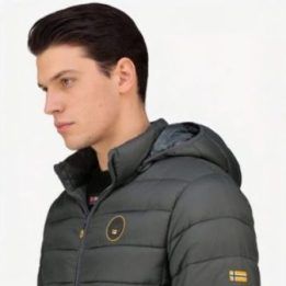 Vyriška ilga striukė su gobtuvu Geographical Norway, tamsiai pilka