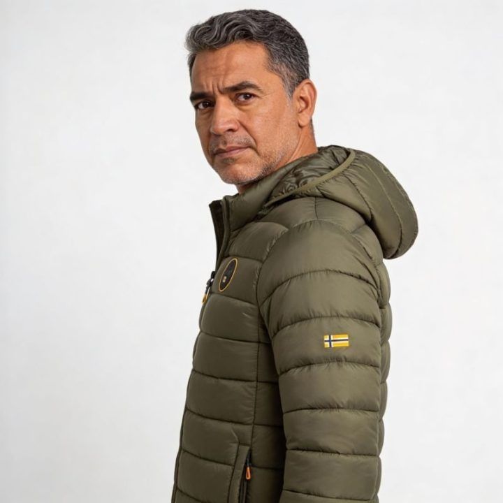 Vyriška ilga striukė su gobtuvu Geographical Norway Amigomap, chaki
