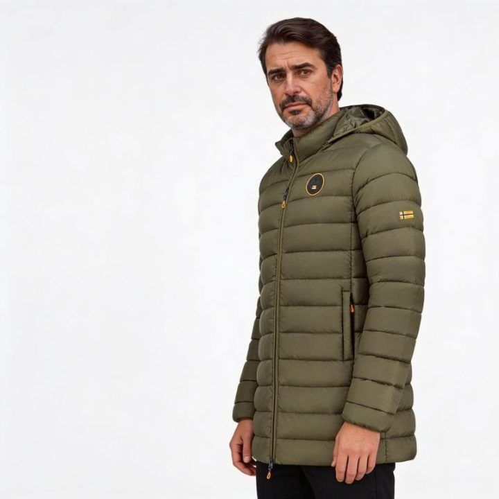Vyriška ilga striukė su gobtuvu Geographical Norway Amigomap, chaki