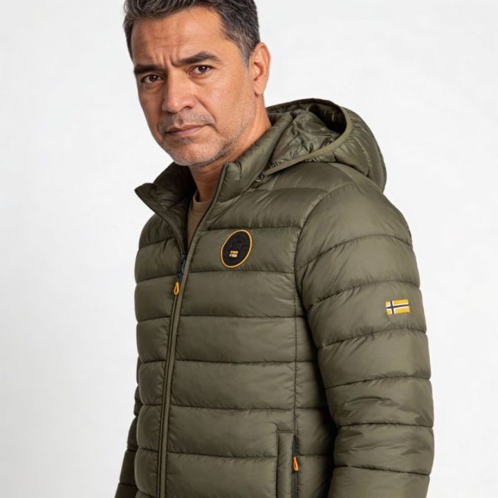 Vyriška ilga striukė su gobtuvu Geographical Norway Amigomap, chaki