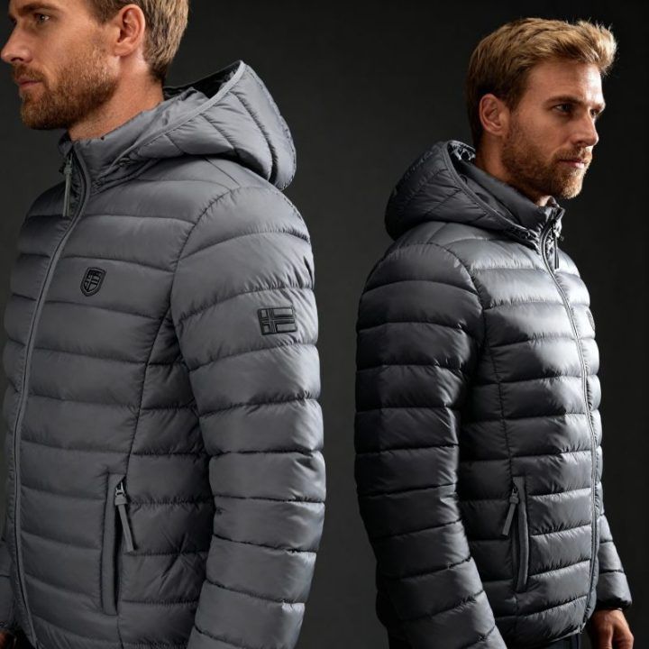 Vyriška striukė su gobtuvu Geographical Norway, tamsiai pilka