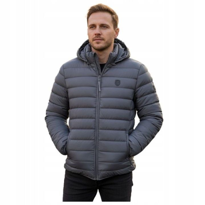 Vyriška striukė su gobtuvu Geographical Norway, tamsiai pilka