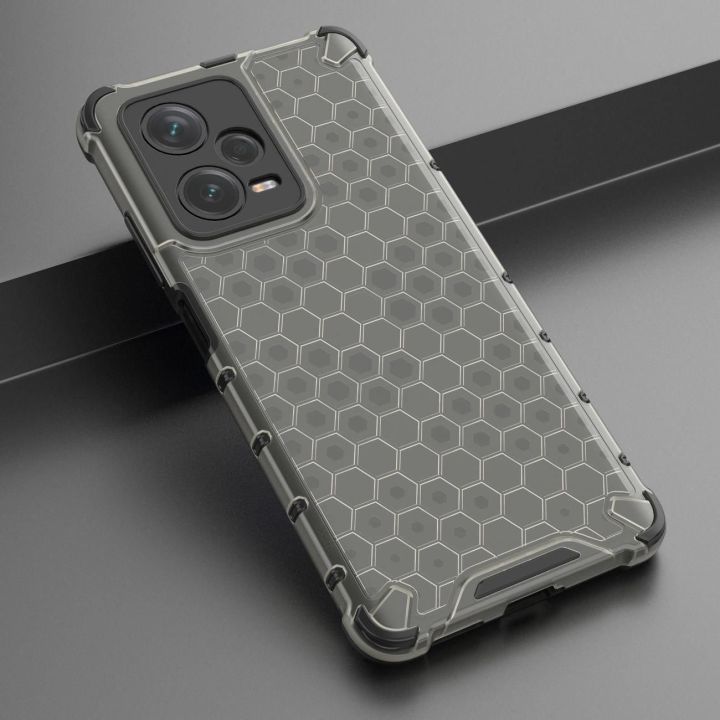 Honeycomb dėklas Xiaomi Redmi Note 12 Pro+ šarvuotas hibridinis dėklas, juodos spalvos