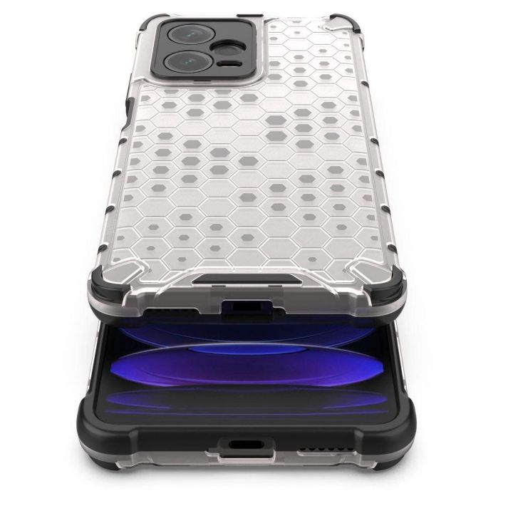Honeycomb dėklas Xiaomi Redmi Note 12 Pro+ šarvuotas hibridinis dėklas, juodos spalvos