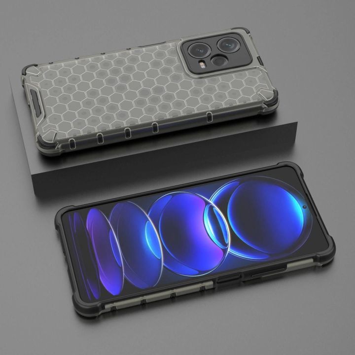 Honeycomb dėklas Xiaomi Redmi Note 12 Pro+ šarvuotas hibridinis dėklas, juodos spalvos