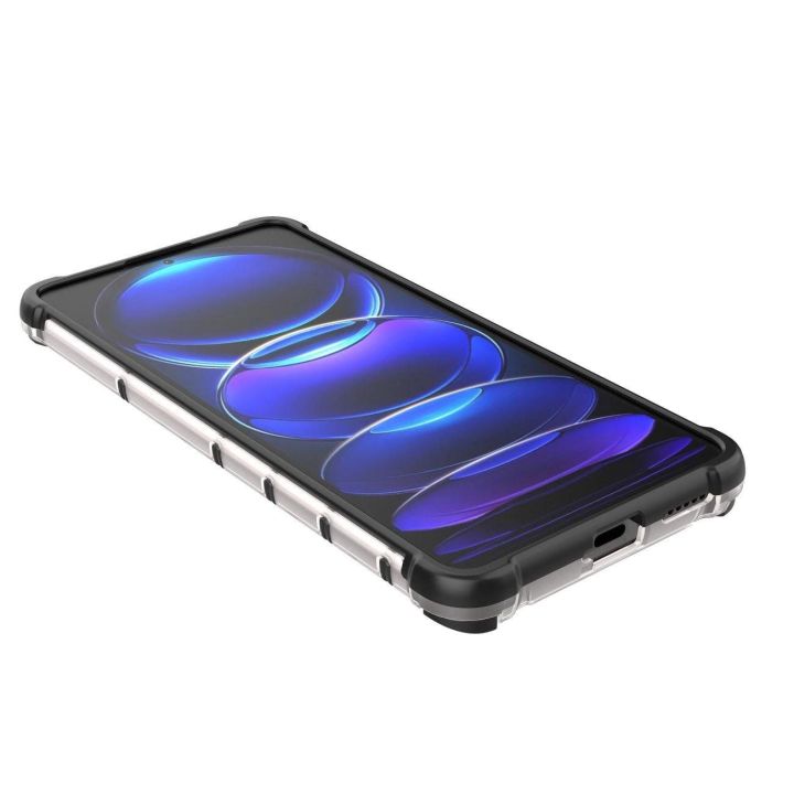 Honeycomb dėklas Xiaomi Redmi Note 12 Pro+ šarvuotas hibridinis dėklas, juodos spalvos