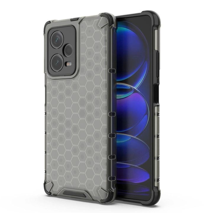 Honeycomb dėklas Xiaomi Redmi Note 12 Pro+ šarvuotas hibridinis dėklas, juodos spalvos