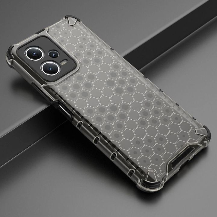 Honeycomb dėklas Xiaomi Redmi Note 12 5G / Poco X5 5G hibridiniam šarvuotam dėklui, juodos spalvos