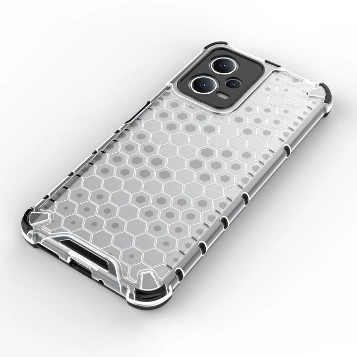 Honeycomb dėklas Xiaomi Redmi Note 12 5G / Poco X5 5G hibridiniam šarvuotam dėklui, juodos spalvos