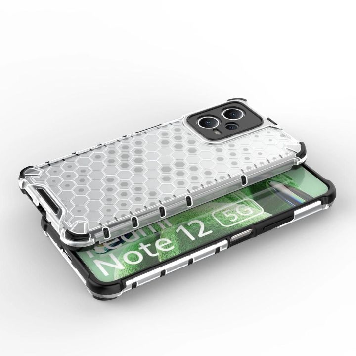 Honeycomb dėklas Xiaomi Redmi Note 12 5G / Poco X5 5G hibridiniam šarvuotam dėklui, juodos spalvos