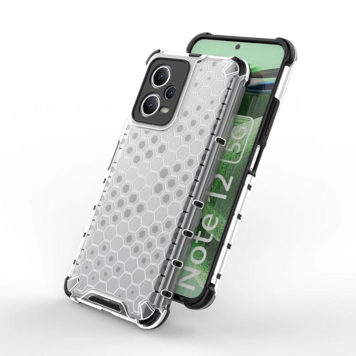 Honeycomb dėklas Xiaomi Redmi Note 12 5G / Poco X5 5G hibridiniam šarvuotam dėklui, juodos spalvos