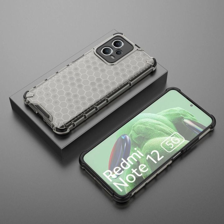 Honeycomb dėklas Xiaomi Redmi Note 12 5G / Poco X5 5G hibridiniam šarvuotam dėklui, juodos spalvos