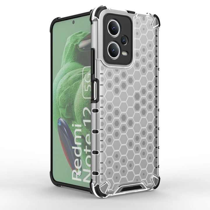 Honeycomb dėklas Xiaomi Redmi Note 12 5G / Poco X5 5G hibridiniam šarvuotam dėklui, juodos spalvos