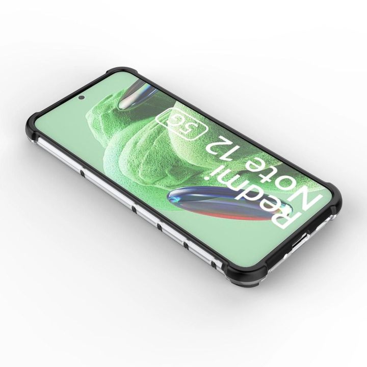 Honeycomb dėklas Xiaomi Redmi Note 12 5G / Poco X5 5G hibridiniam šarvuotam dėklui, juodos spalvos