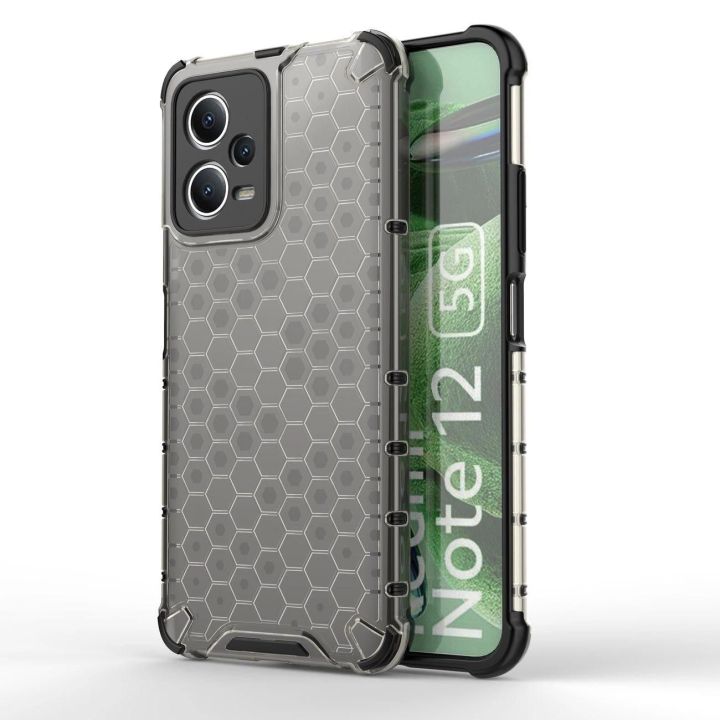 Honeycomb dėklas Xiaomi Redmi Note 12 5G / Poco X5 5G hibridiniam šarvuotam dėklui, juodos spalvos